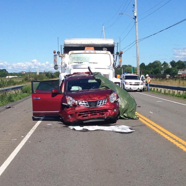 One woman is dead after an SUV was rear-ended by a dump truck today on Highway 101 near Windsor, NS.