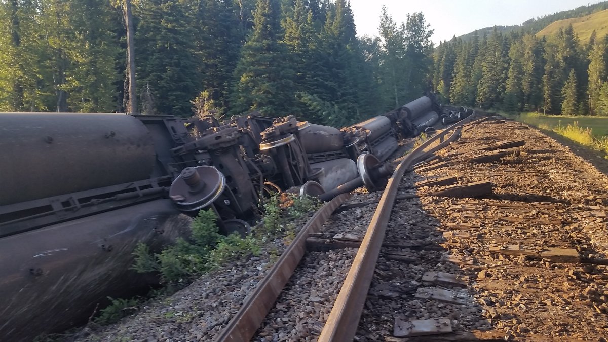 Crews with Canadian Pacific are investigating after a train derailment near Sparwood on July 31, 2015.