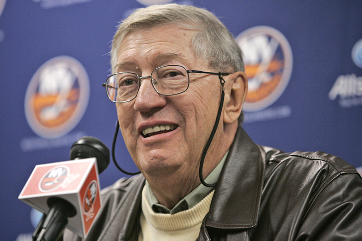 FILE - This Nov. 2, 2007 file photo shows Hall of Fame hockey coach Al Arbour during a news conference at Nassau Coliseum in Uniondale, N.Y.  