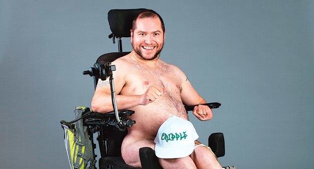 Andrew Morrison-Gurza posted this photo to Facebook, calling on people to "take a sexy pic with a sign that says #DeliciouslyDisabled.".