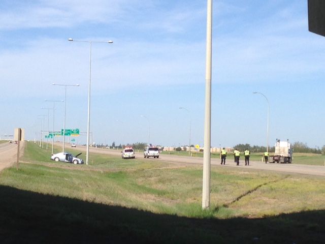 Edmonton police investigate a serious collision on Anthony Henday, Monday, August 10, 2015. 