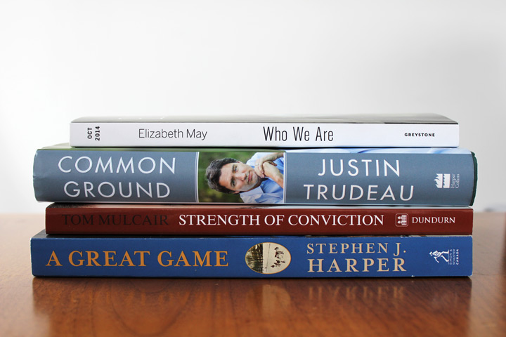 A stack of recent political memoirs.