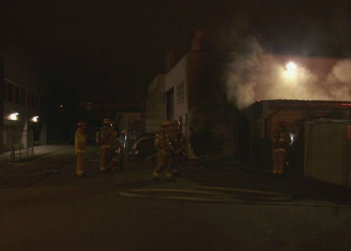 Part of an auto body repair shop has been gutted by a suspicious early morning fire in burnaby.
