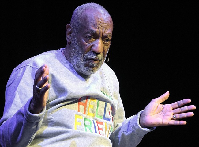 FILE - In this Nov. 21, 2014 file photo, comedian Bill Cosby performs during a show at the Maxwell C. King Center for the Performing Arts in Melbourne, Fla.