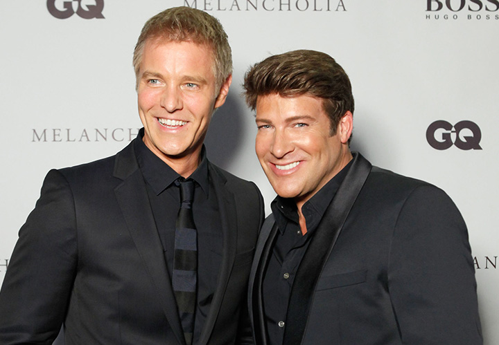 CBC’s talk show hosts Steven Sabados and Chris Hyndman attend an event in Toronto on September 10, 2011.  
