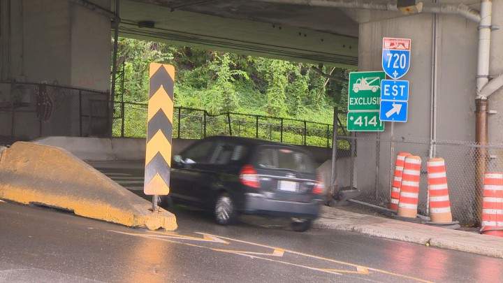 The Greene Avenue ramp to the Ville-Marie expressway closed Thursday, August 20, 2015.