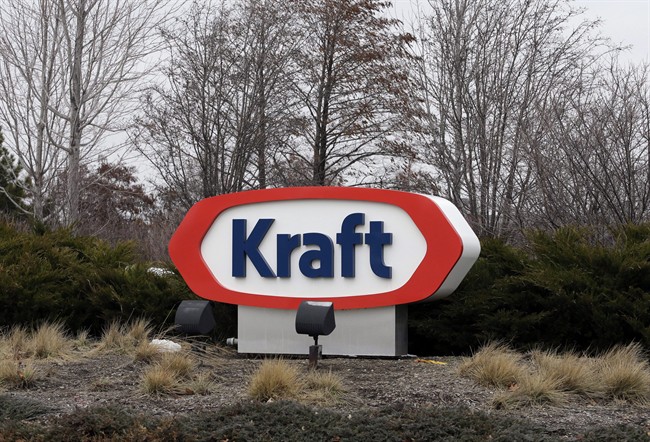 The Kraft logo appears outside of the headquarters in Northfield, Ill. 