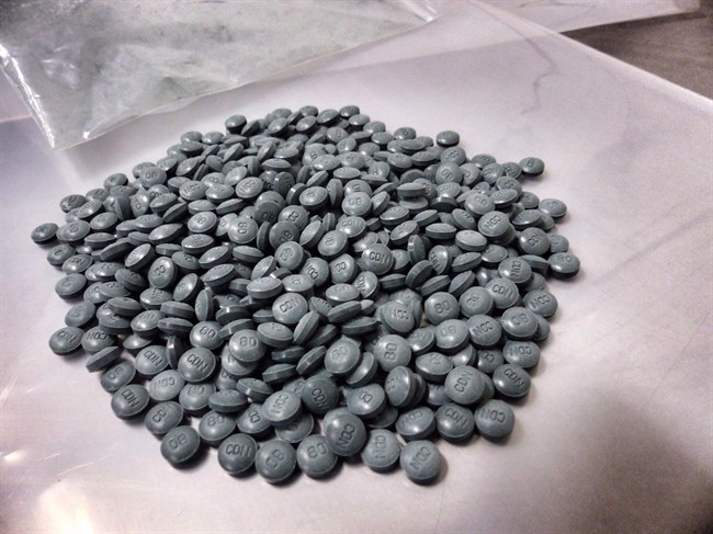 Fentanyl pills are shown in a handout photo. 