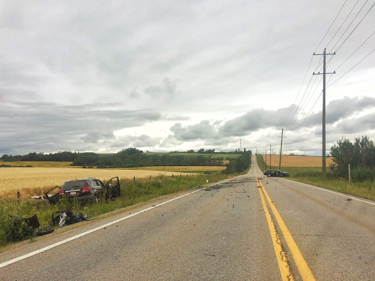 The scene after a head on collision on 37th Street, north of Highway near 170th Street Saturday. 