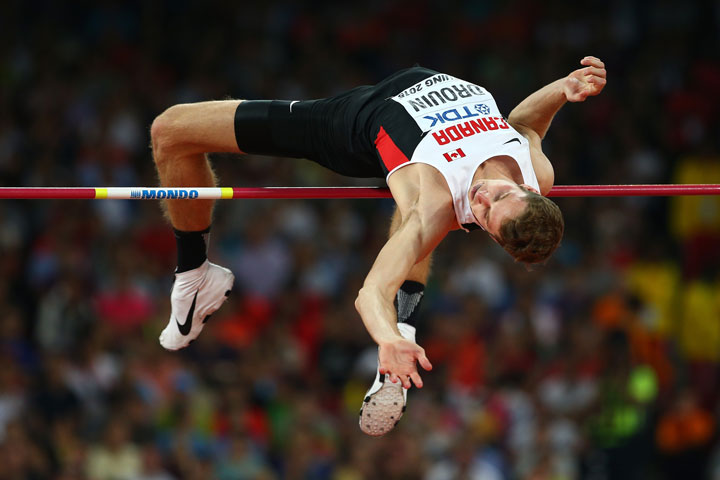 Derek Drouin of Canada competes in the Men's High Jump Final during day nine of the 15th IAAF World Athletics Championships Beijing 2015.