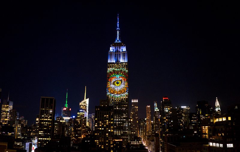 Large images of endangered species are projected on the south facade of The EmpireState Building, Saturday, Aug. 1, 2015, in New York.