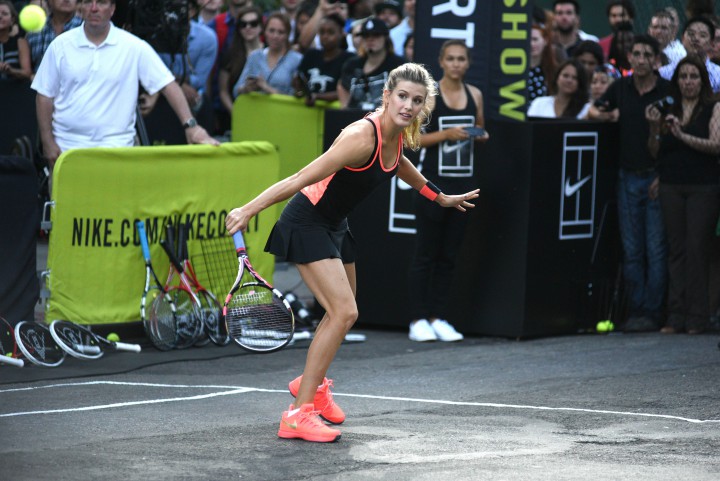 Eugenie Bouchard at the Nike Street Tennis event in New York, Monday, August 24, 2015.