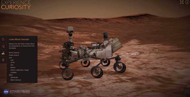 NASA's new web-based application allows users to explore Mars using the Curiosity rover.