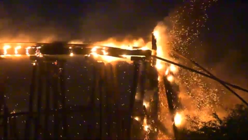 WATCH: 50-foot tall Oregon rail bridge collapses in blaze of fire ...