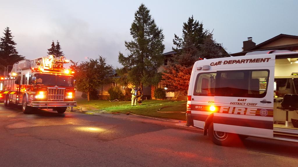The Calgary Fire Department battles a blaze in the community of Temple on Thursday, August 13, 2015.