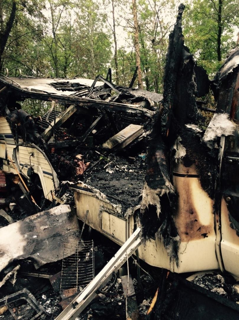 RV destroyed by lightning strike.