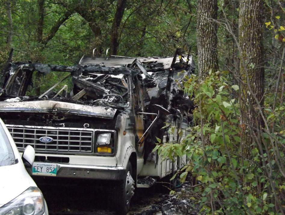 Fire destroys RV and kills dog - image