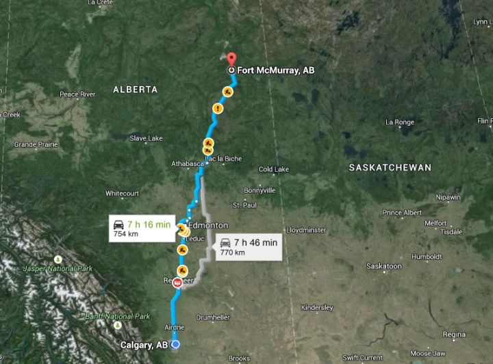 Highway 63 Calgary to Fort McMurray