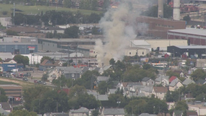 Smoke from a fire on Dorothy Street in Winnipeg on Friday, August 21, 2015.