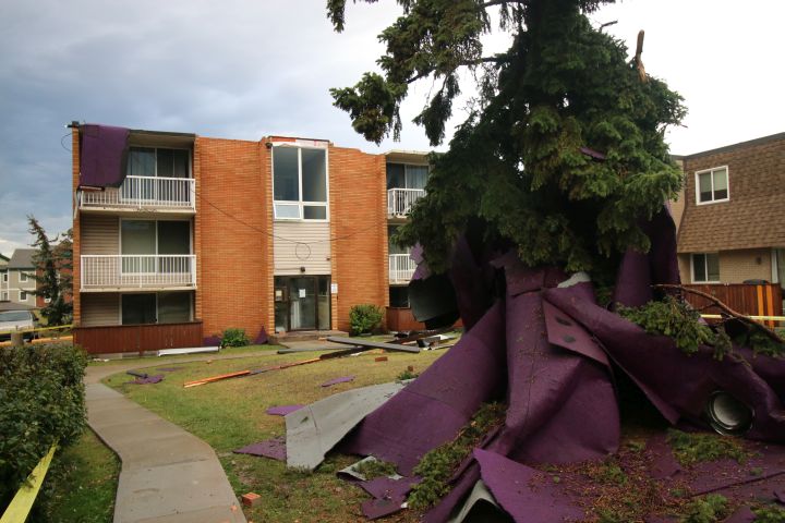 Roof blown off in Calgary NE