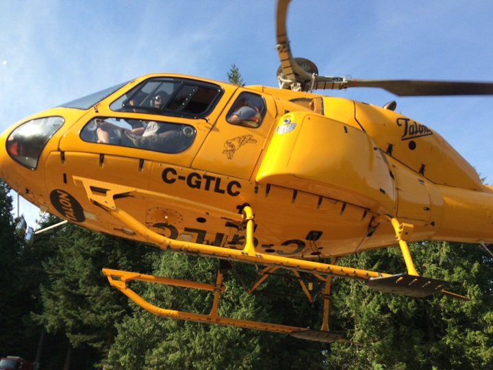 Helicopter takes off to locate an injured hiker on August 2, 2015.