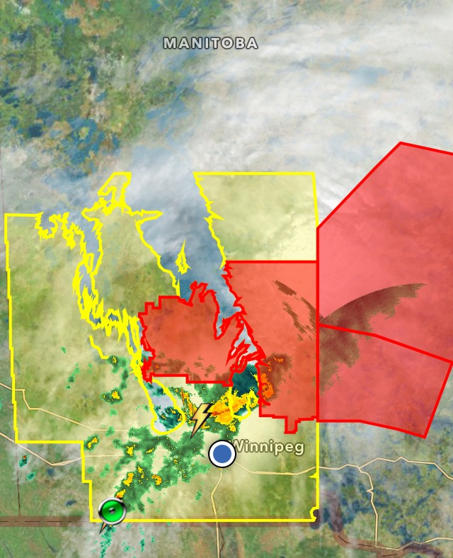 Tornado watch in effect for central Interlake region along with thunderstorm watches for southern Manitoba. Aug 15, 2014.