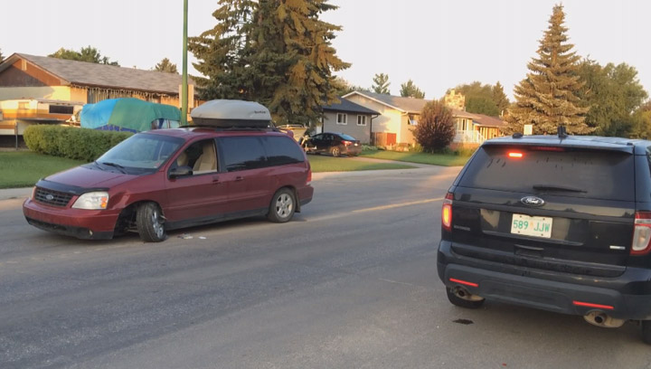 Three in custody, police searching for fourth suspect after stolen van crashes in Saskatoon.