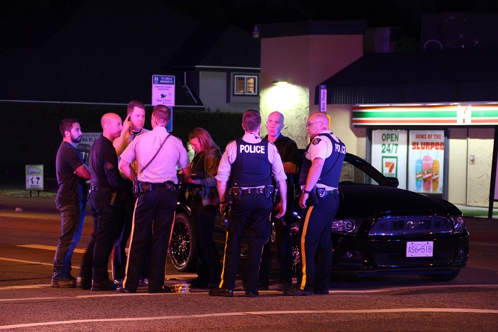 Police investigate reports of shots fired in Surrey on Aug. 22, 2015.