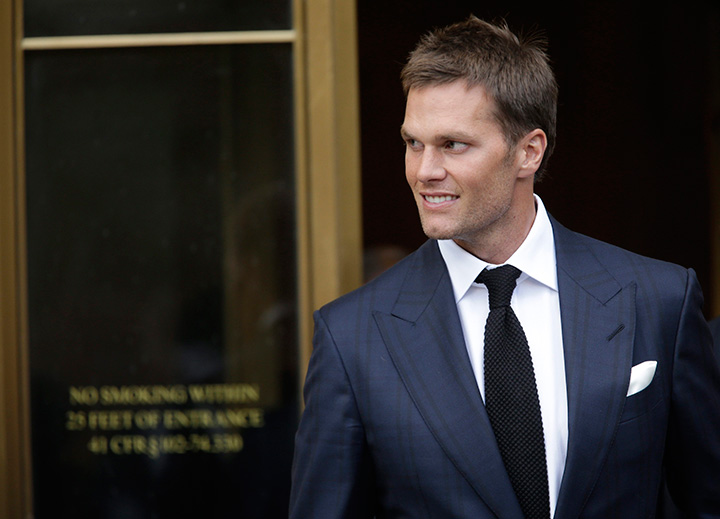 Tom Brady leaves federal court Wednesday, Aug. 12, 2015, in New York. 
