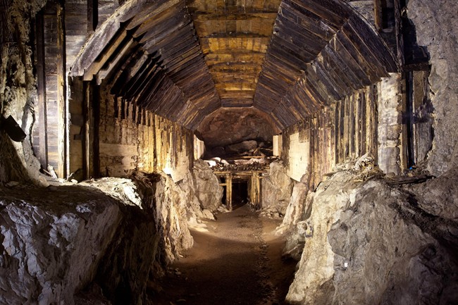 This file photo from March, 2012, shows a part of a subterranean system built by Nazi Germany in what is today Gluszyca-Osowka, Poland.  