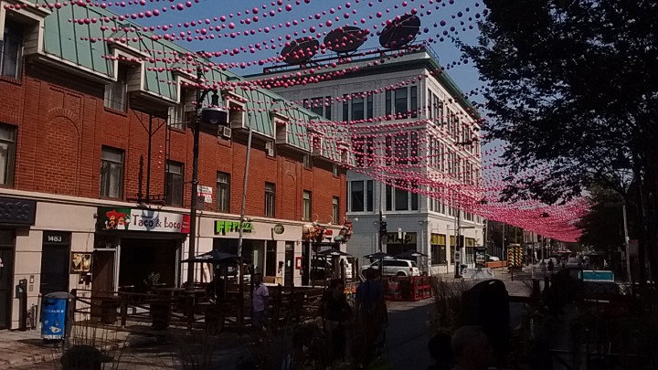 A view of bars and terraces in Montreal.