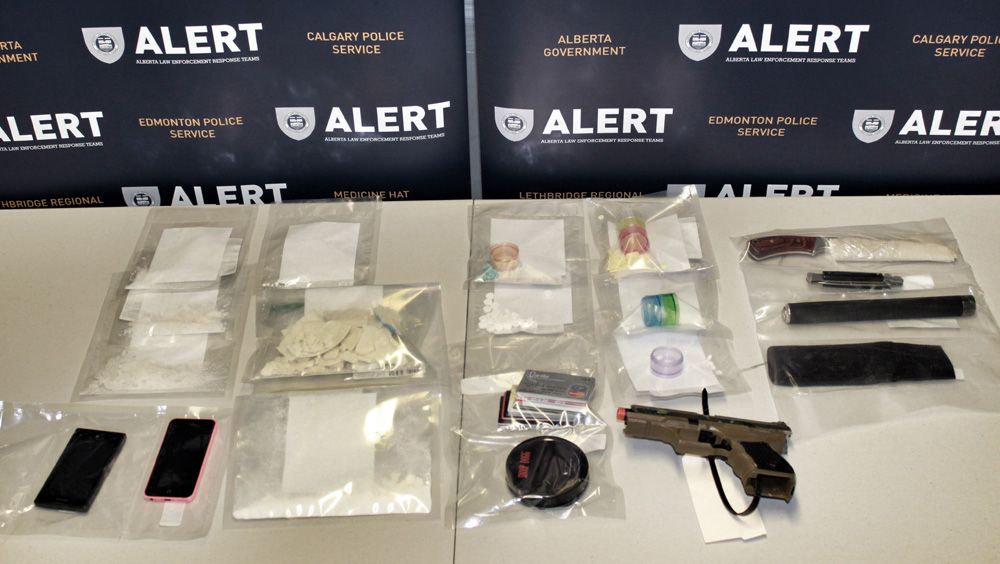 Alberta Law Enforcement Response Teams (ALERT) has charged two Lethbridge residents with numerous drug-related offences following a traffic stop that yielded cocaine, methamphetamine, and pills.