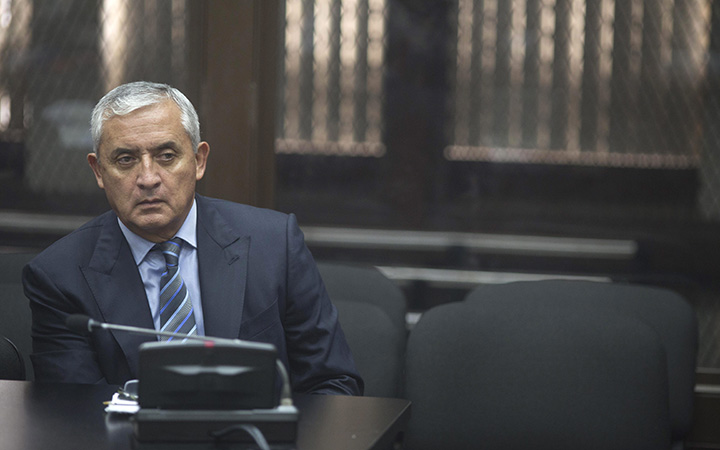 Guatemala's former president Otto Perez Molina attends his court hearing in Guatemala City, Friday, Sept. 4, 2015. 