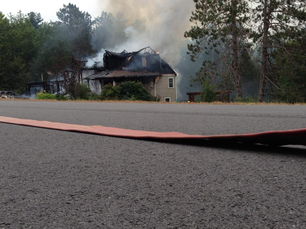 Fire crews were called to the home shortly before noon on Tuesday.