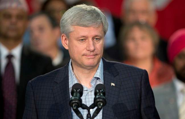 Conservative Leader Stephen Harper speaks about the Syrian refugee crisis during a campaign event in Surrey, B.C., Thursday, September 3, 2015.