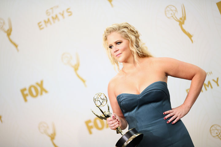 Actress/writer Amy Schumer, winner of the award for Outstanding Variety Sketch Series for 'Inside Amy Schumer', poses in the press room at the 67th Annual Primetime Emmy Awards at Microsoft Theater on September 20, 2015 in Los Angeles, California.