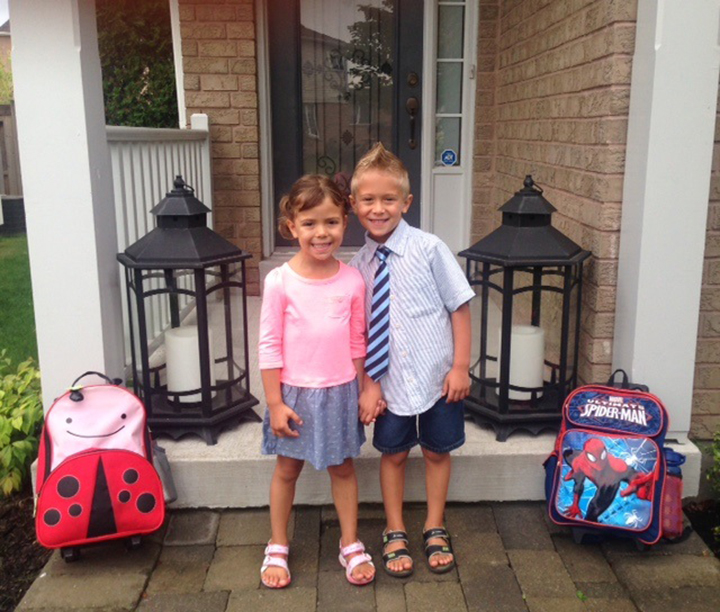 Antony Robart's kids on the first day of school. 