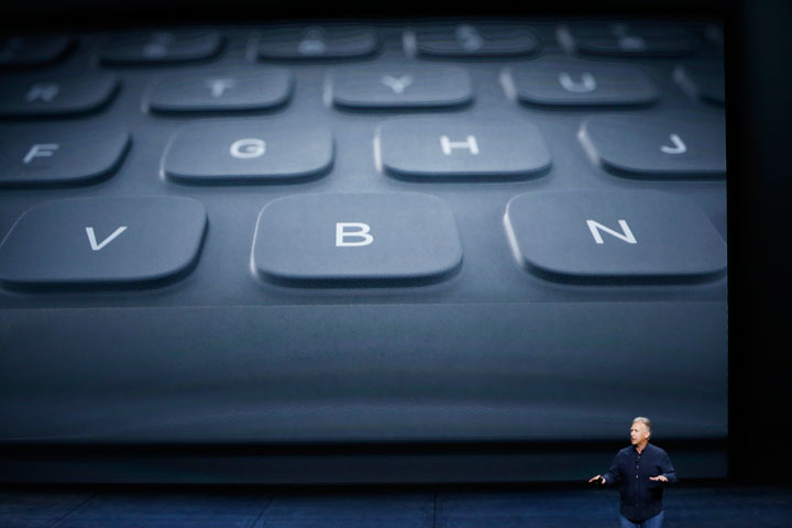 Apple Senior Vice President of Worldwide Marketing Phil Schiller speaks about the new keyboard for the iPad Pro during a Special Event at Bill Graham Civic Auditorium September 9, 2015 in San Francisco, California.