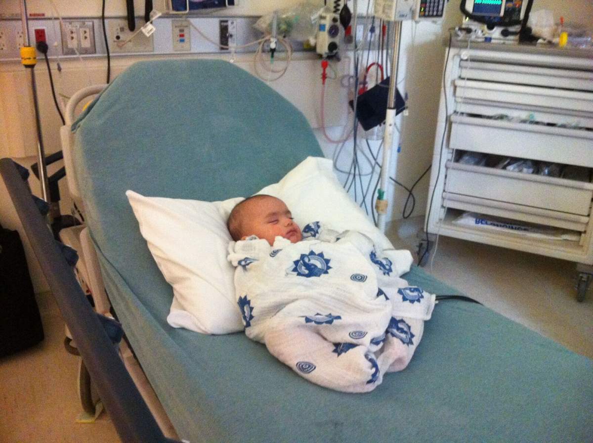 Lucien in the hospital after an anaphylaxis reaction.