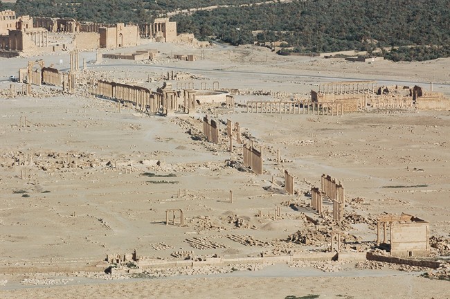 This undated image released by UNESCO shows the site of the ancient city of Palmyra, Syria.