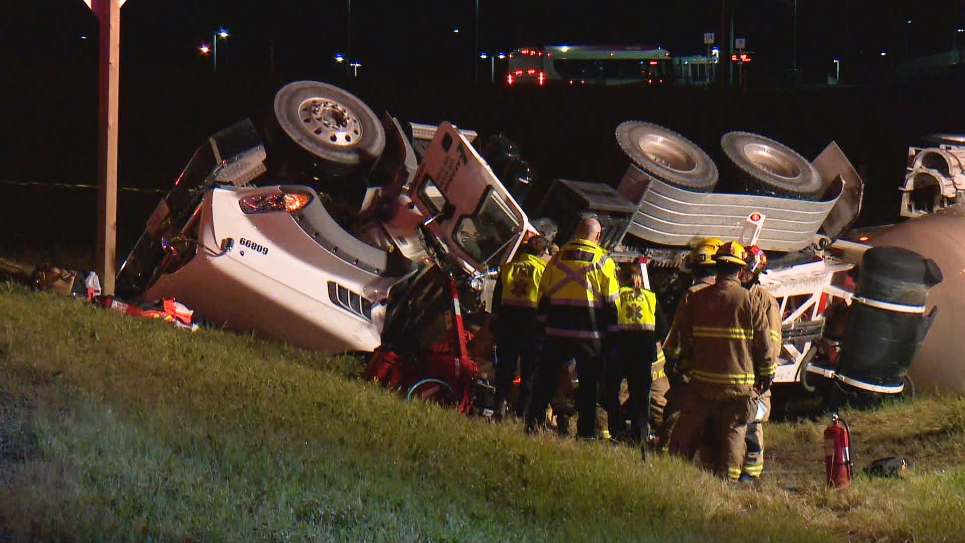 Driver seriously injured in concrete truck rollover along Stoney Trail ...