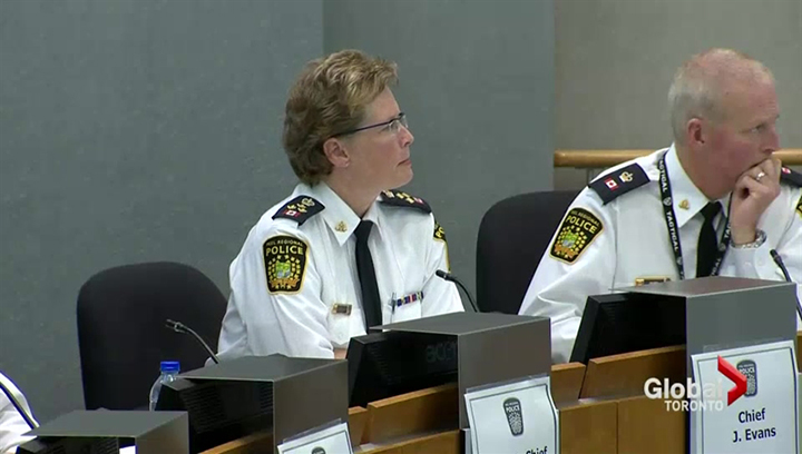 Peel Regional Police Chief Jennifer Evans speaks at a police board meeting.