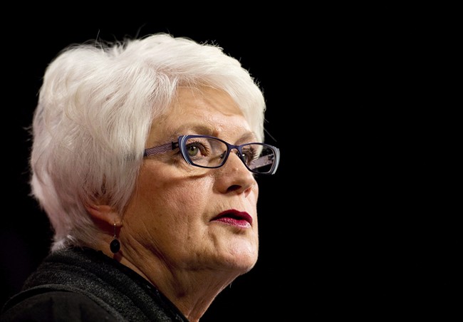 Minister of Education Liz Sandals talks during a press conference at Queen's Park in Toronto on Thursday, January 15, 2015. 