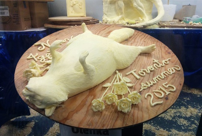 Conrad the raccoon is back, sculpted into a slab of butter at Toronto's Canadian National Exhibition.