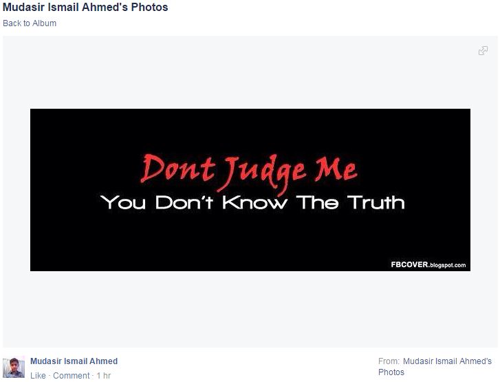 Mudasir Ismail Ahmed posted this photo after Asif Raza Rana accused him of being a bad friend.