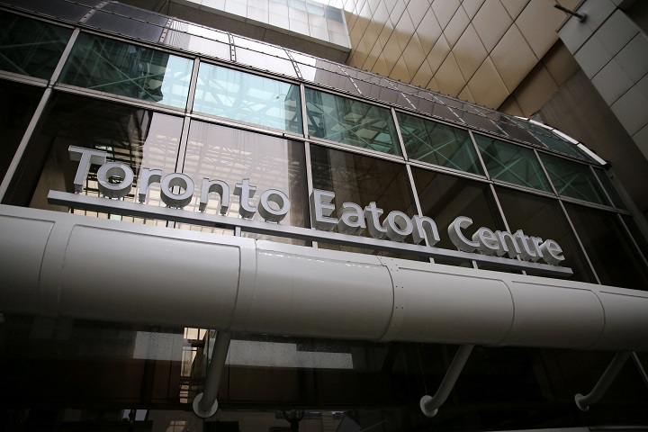 Officers say a mischief investigation began after a group of demonstrators caused issues in the Toronto Eaton Centre last month.
