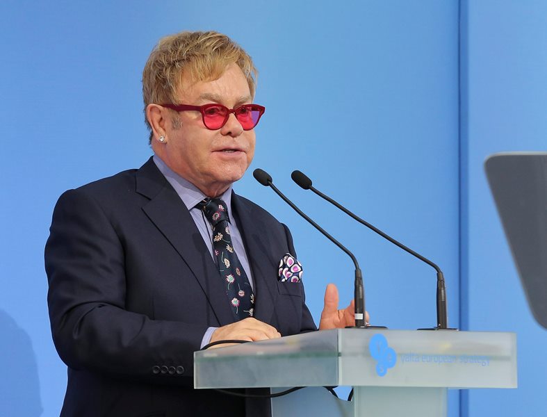 English composer and singer Elton John speaks during the 12th Yalta European Strategy (YES) Annual Meeting in Kiev, Ukraine, 12 September 2015. 