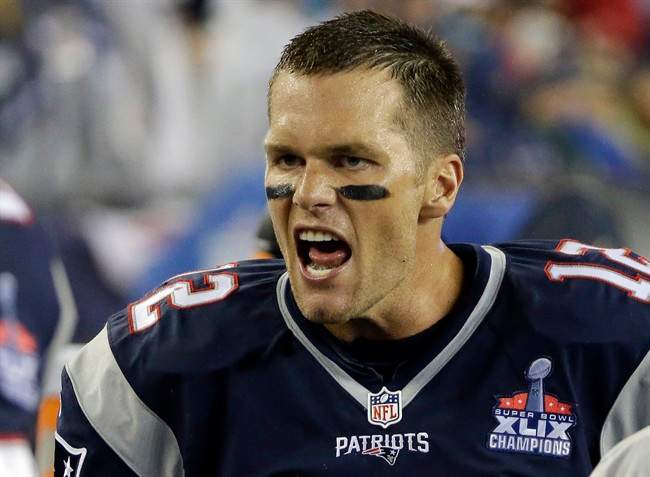 New England Patriots quarterback Tom Brady shouts on the sideline in the first half of an NFL football game against the Pittsburgh Steelers, Thursday, Sept. 10, 2015.