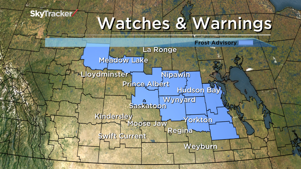 Environment Canada has ended a frost advisory for crop damage that may occur around Saskatoon and other parts of central Saskatchewan Tuesday night.