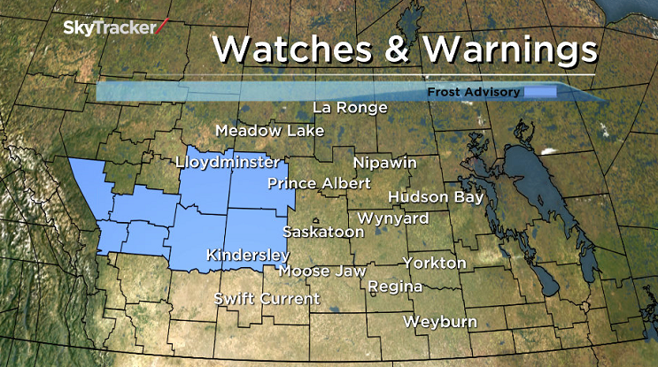 Environment Canada has ended a frost advisory for parts of west-central Saskatchewan including North Battleford, Lloydminster, Biggar and Rosetown.